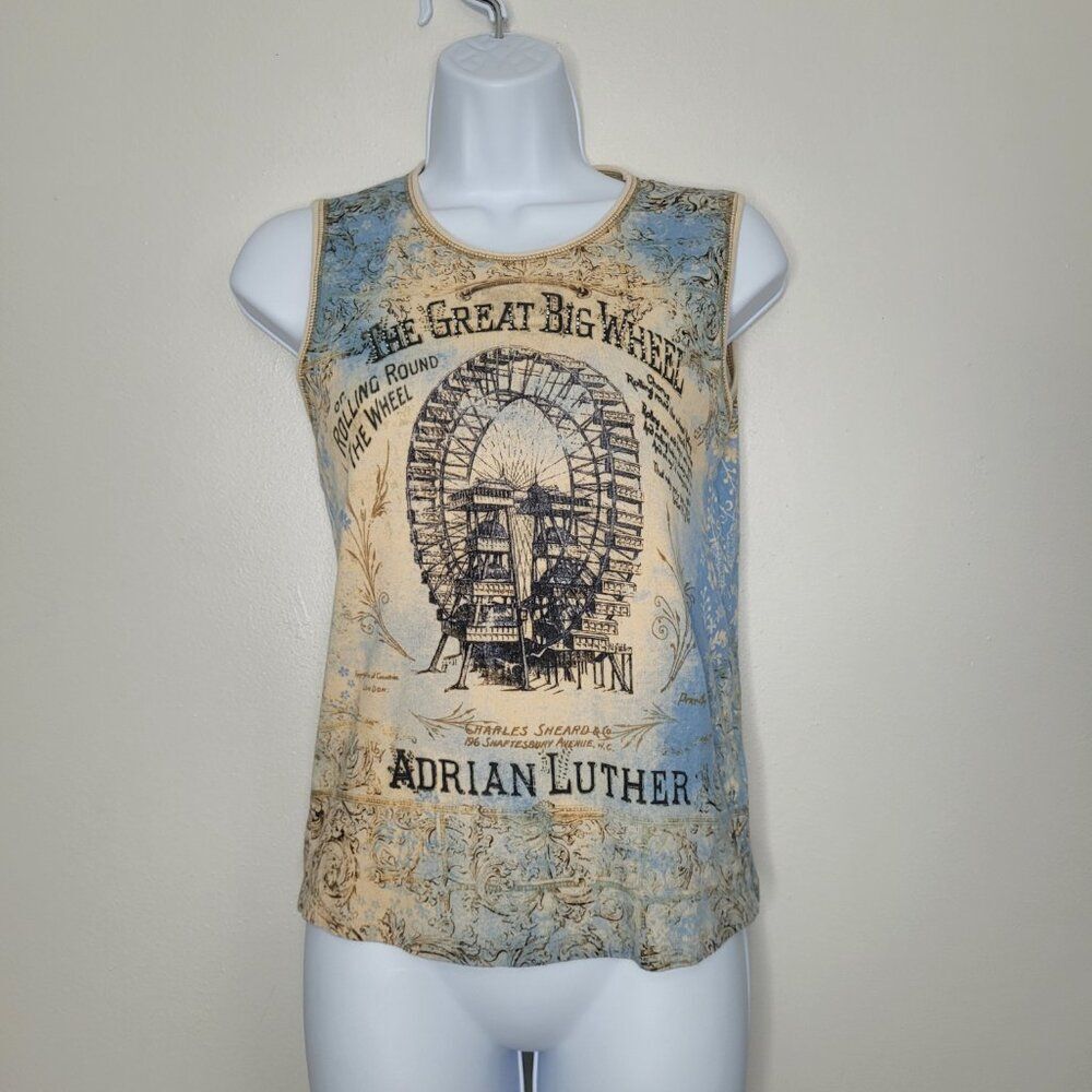 Vintage y2k grunge romantic rustic poetic Ferris wheel graphic top size medium